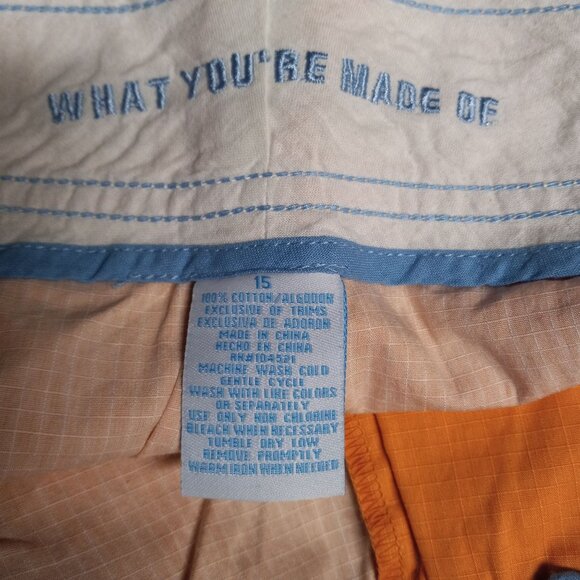 23XY23 Size 15 Juniors Orange Cotton Shorts Button Details Pockets NEW - Picture 4 of 4